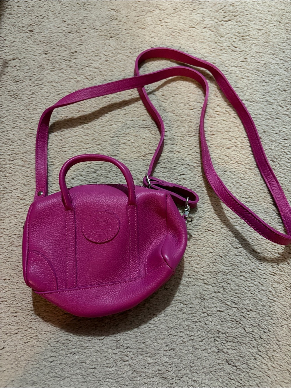 Roots Fuchsia Leather Crossbody Bag